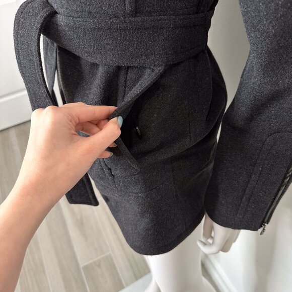 Cole Haan Wool Cashmere Blend Tie Waist Peacoat Jacket Coat in Gray Women's Sz 4 - Picture 10 of 16